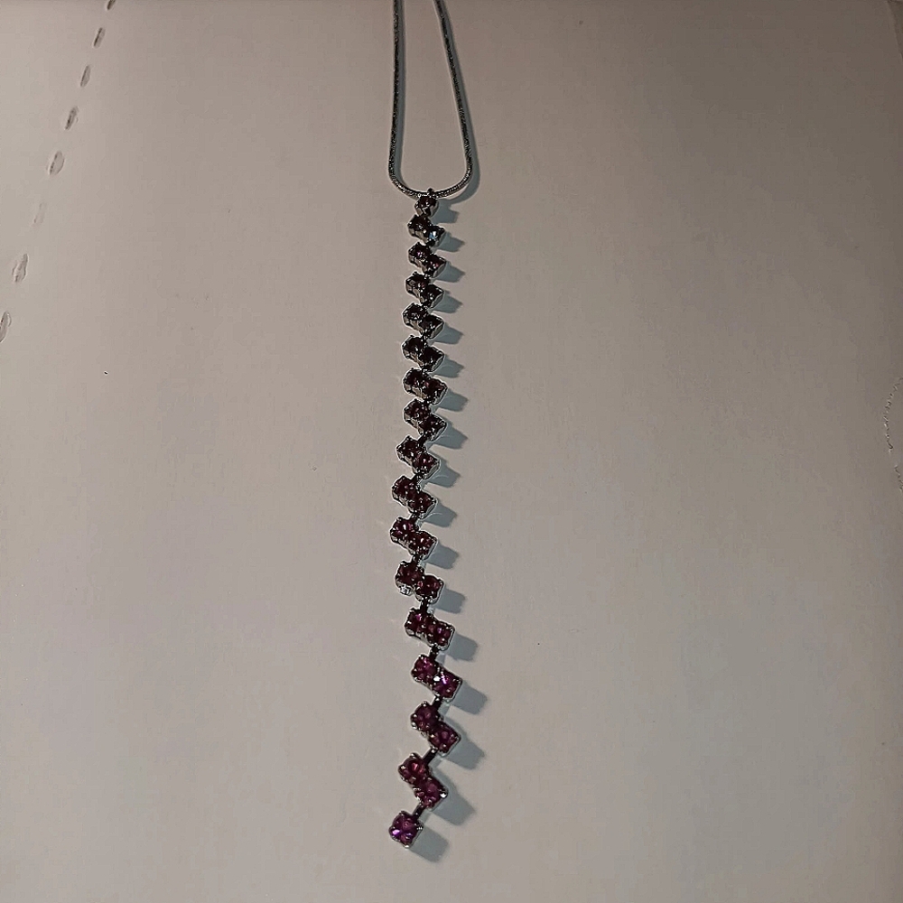 Garnet drop line necklace stunning black chain